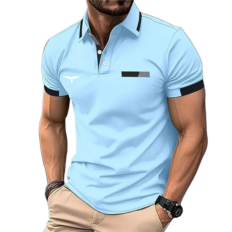 Men's button-up polo shirt, stylish summer wear