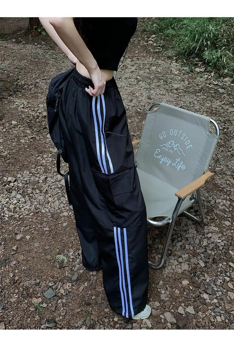 Women Baggy Stripe Cargo Joggers – Y2K Streetwear