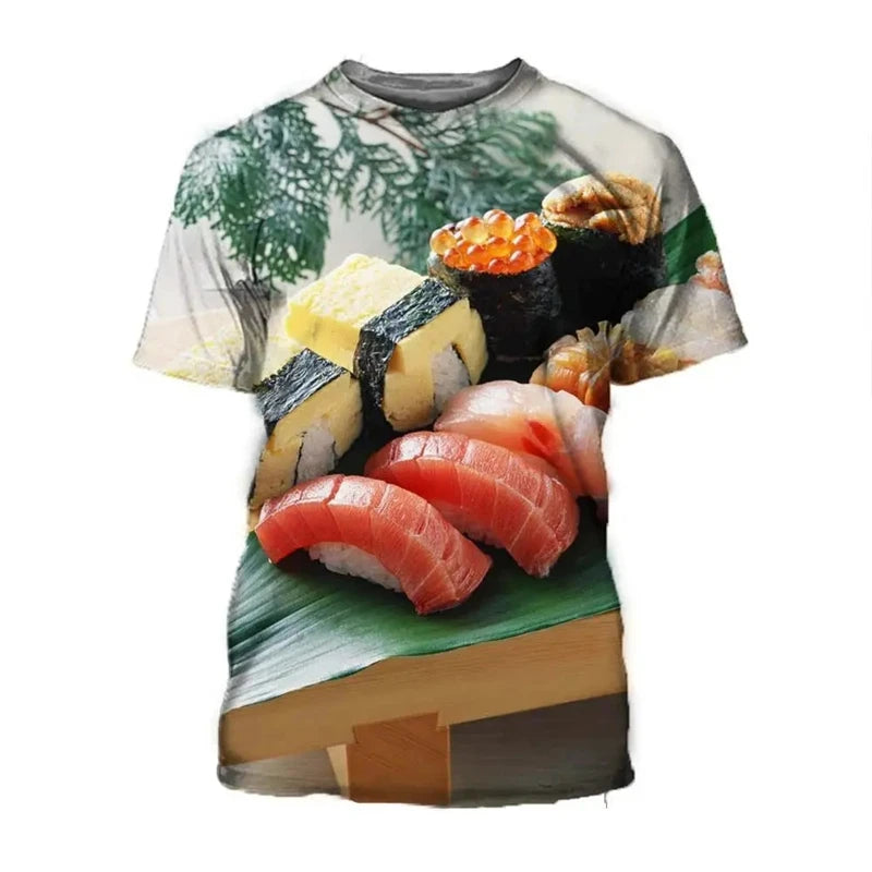 3D Sushi Print Men's T-Shirt – Street Fashion Summer Tee