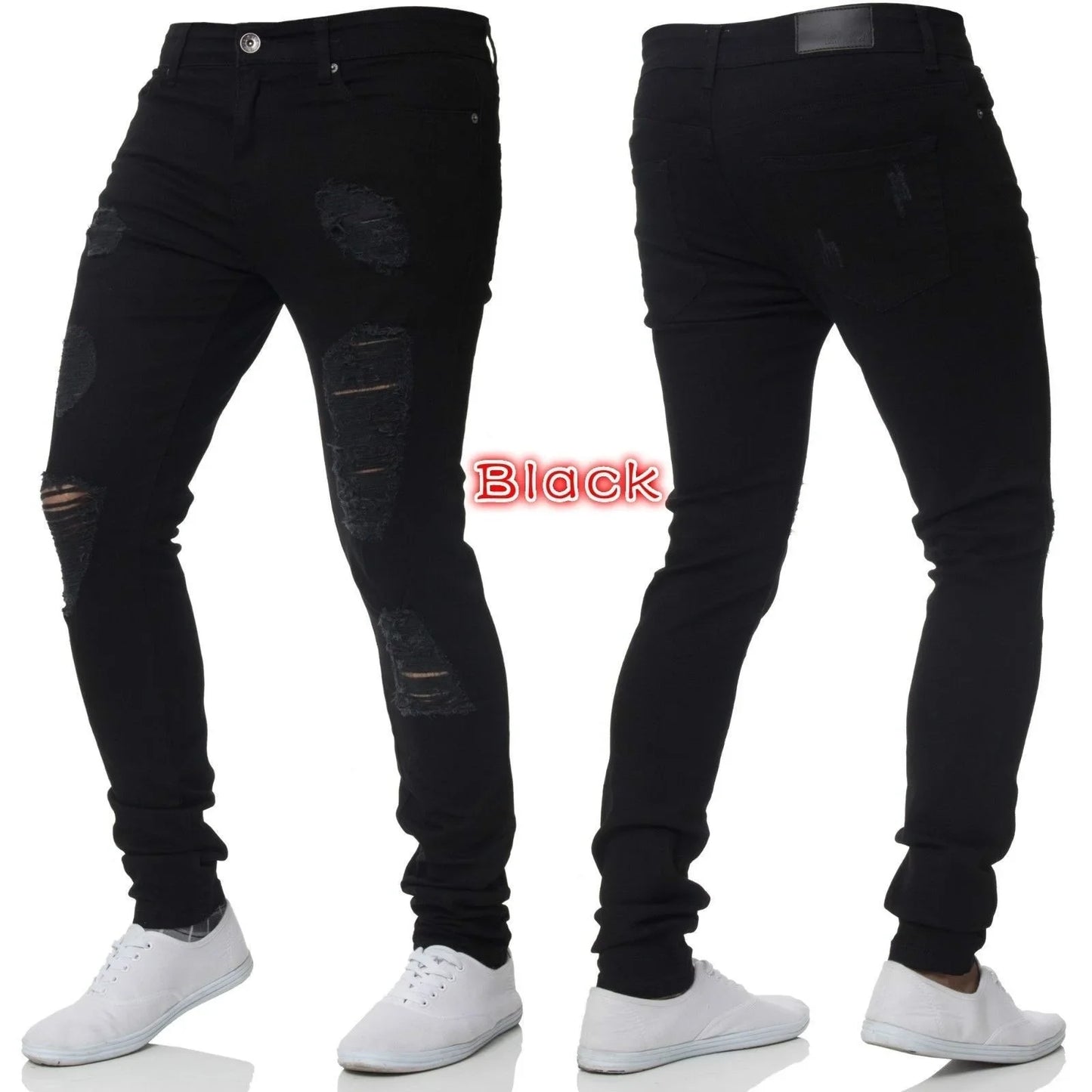 Men's Ripped Skinny Jeans – Stretch Hip Hop Denim