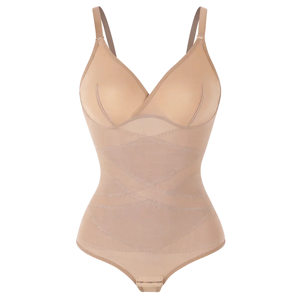 Sexy Cross Waist Bodysuit – Mesh, Breathable, Tummy Control