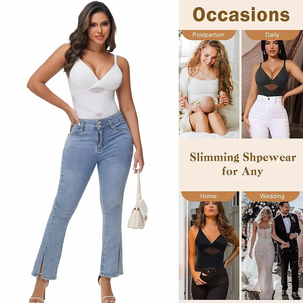 Sexy Cross Waist Bodysuit – Mesh, Breathable, Tummy Control