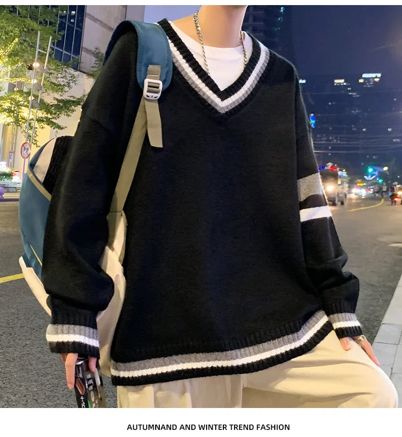 Men's, Korean V-neck Sweater Casual Autumn Winter Comfortable