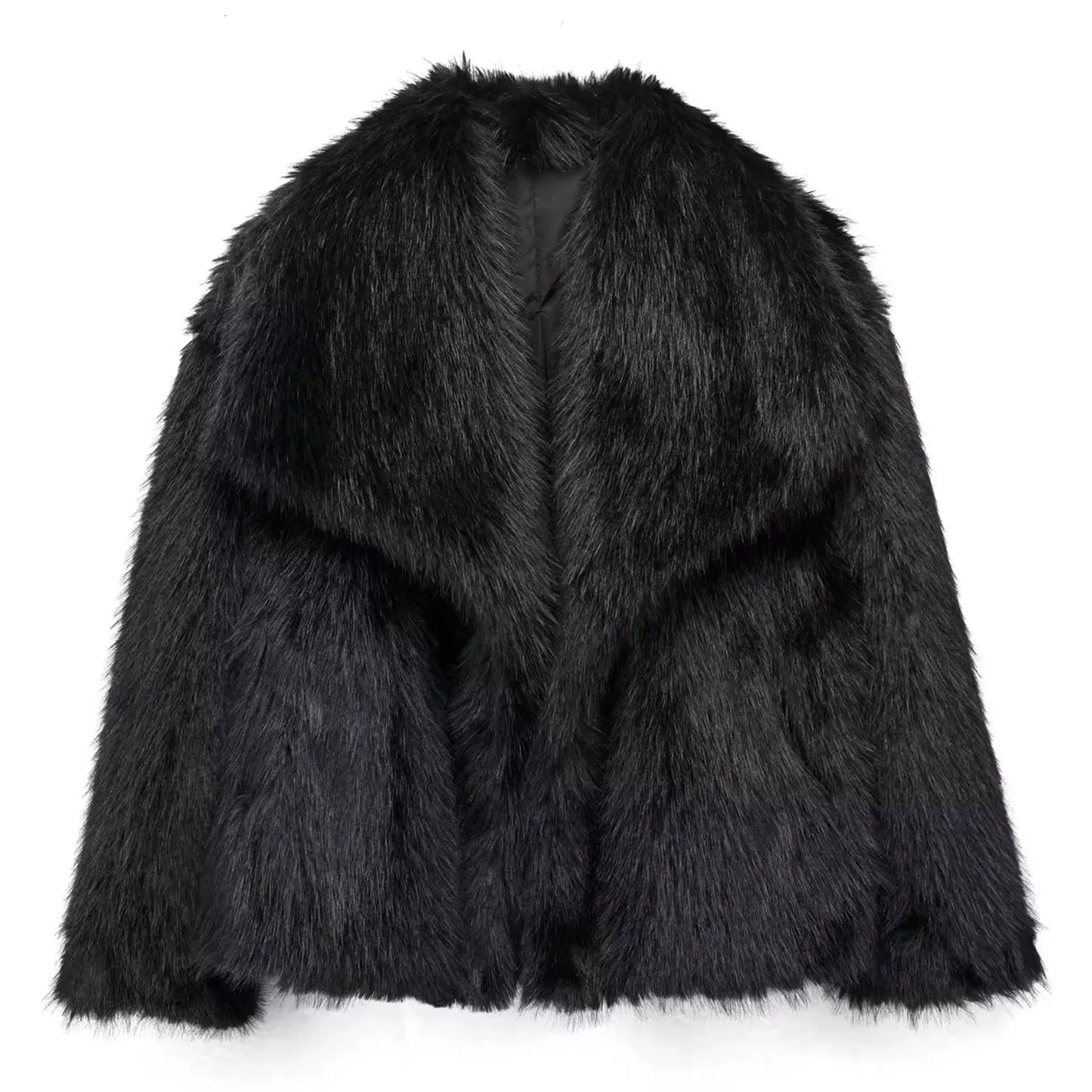 HH Women Faux Fur Coat – Warm Fluffy Jacket