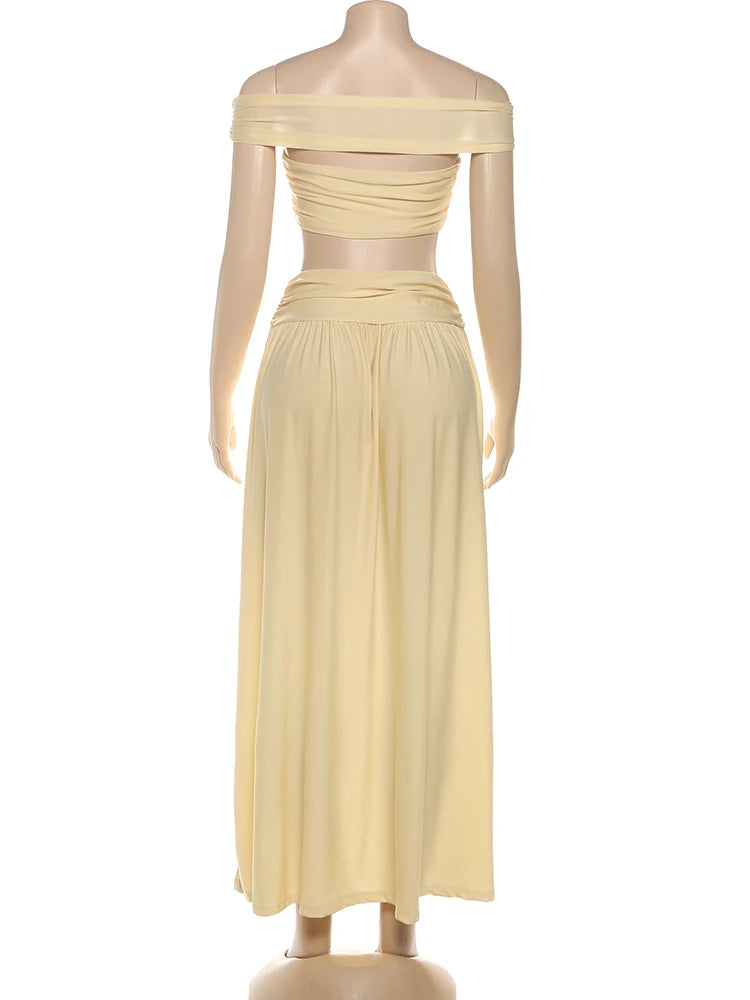 Weird Puss Patchwork 2-Piece Set – Backless Crop Top & Skirt