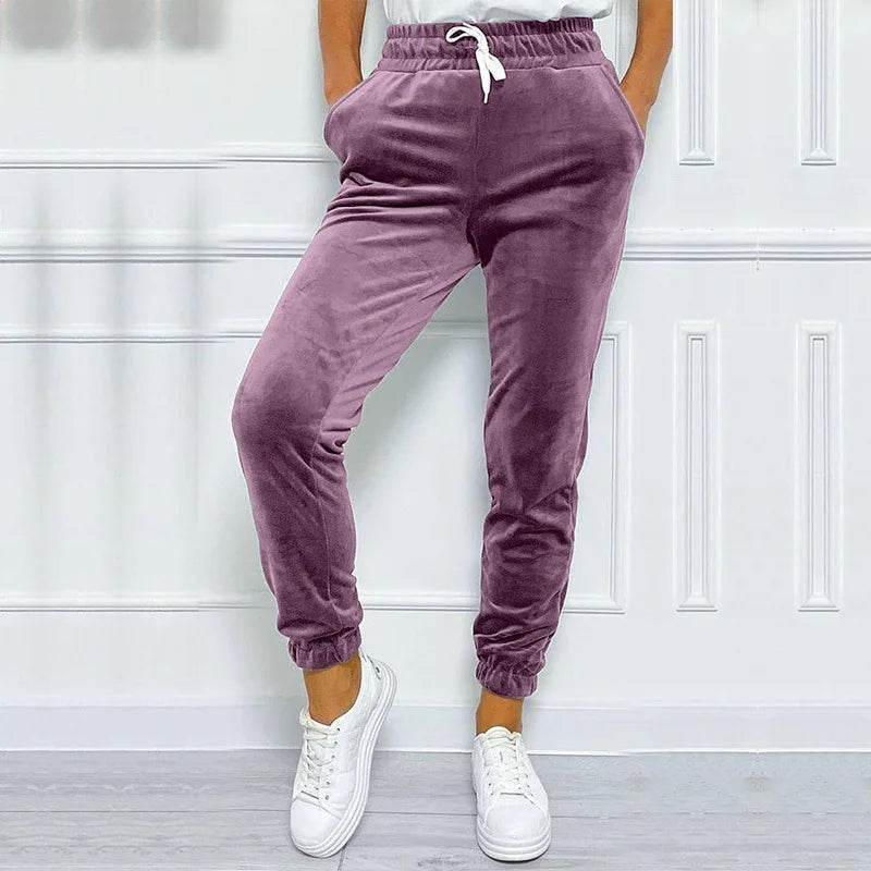 Velvet Joggers Women Warm Casual Fall Winter Pants