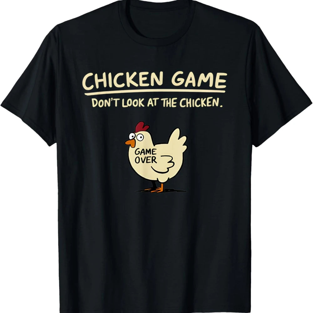Men's Chicken Game Print T-Shirt – Casual Round Neck Short Sleeve Top