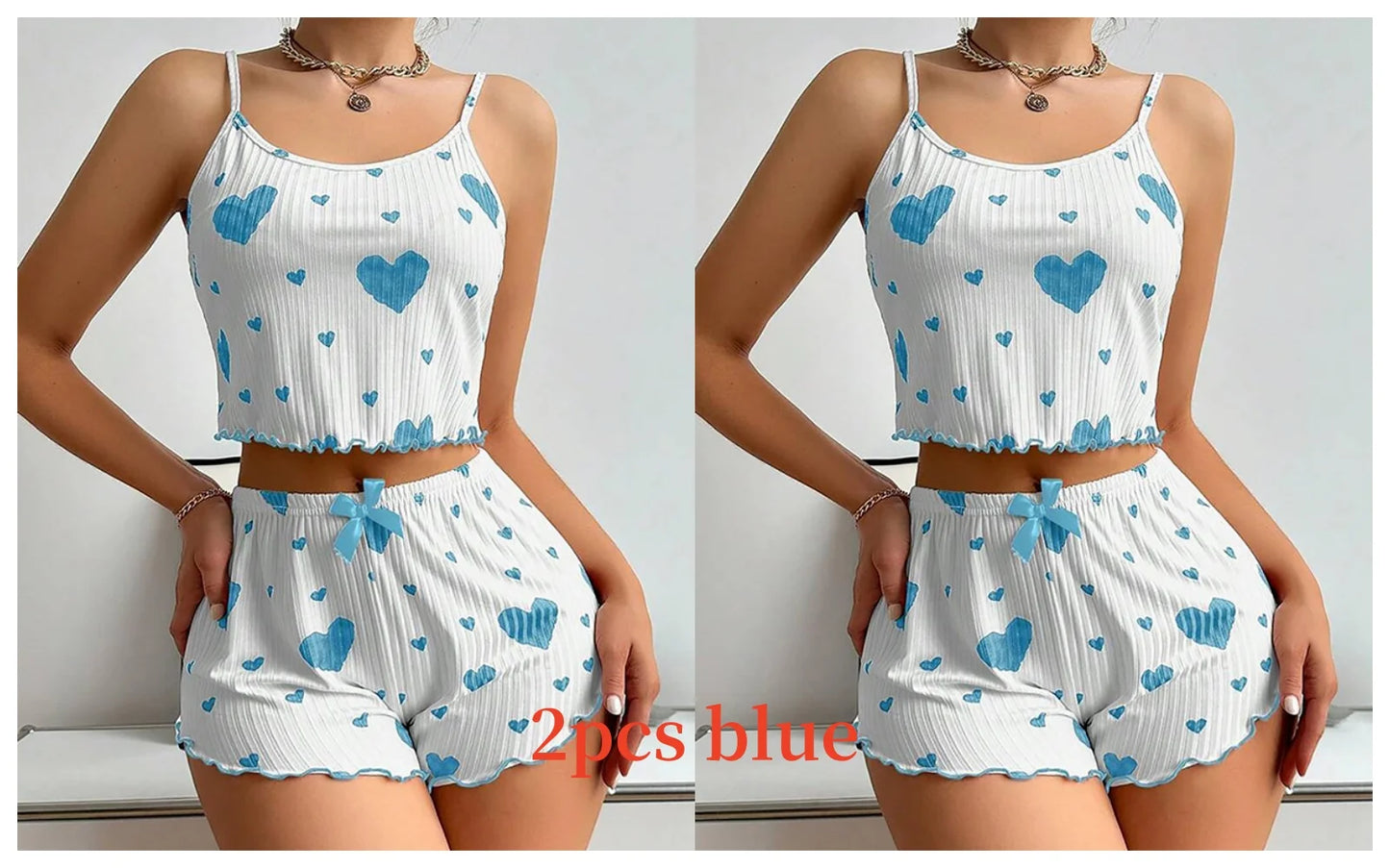 Women's 2PCS Pajamas Set – Soft Tank & Shorts, Love Print