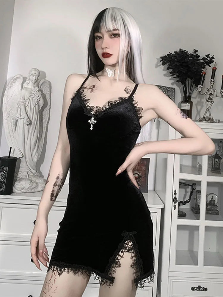Sexy Black Goth Mini Dress