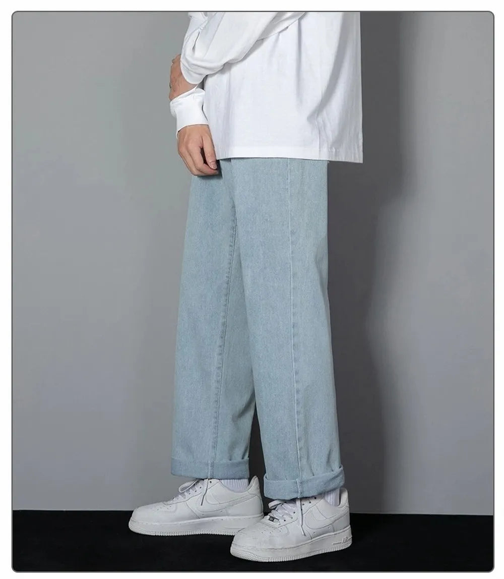 Men's Korean Straight Denim Wide-Leg Jeans