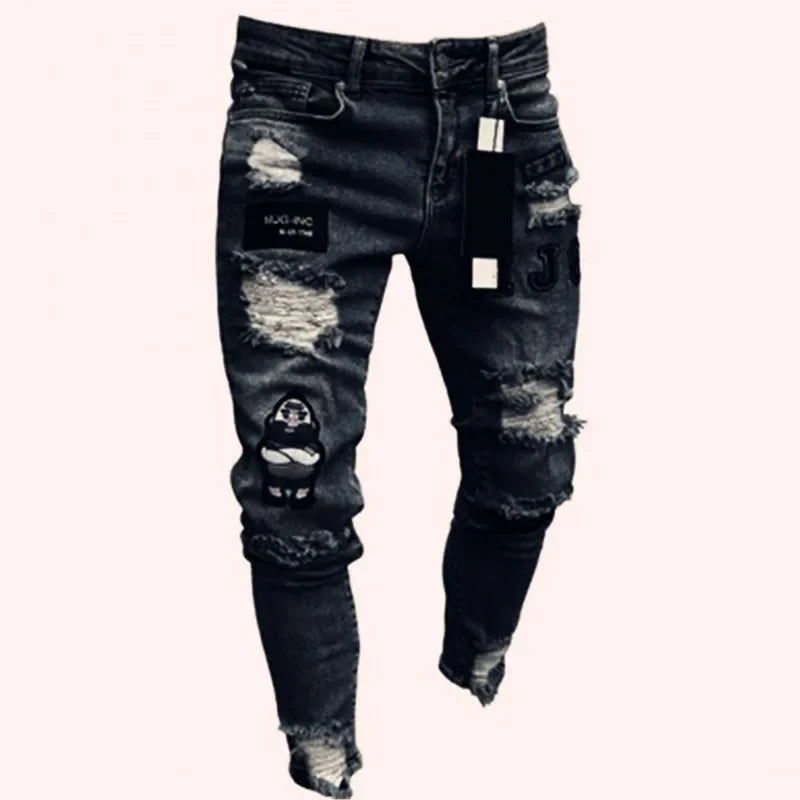 Men's Ripped Skinny Jeans – Stretch Hip Hop Denim