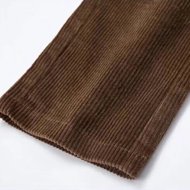 Cozy high-waist corduroy pants for winter