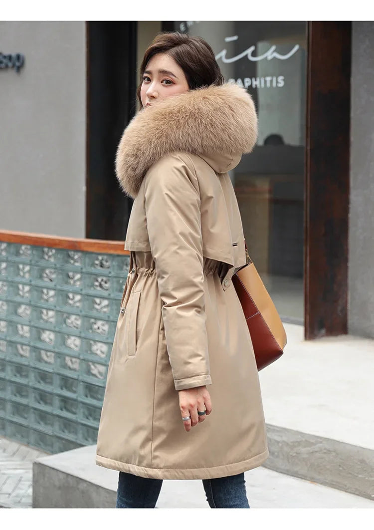 Cozy Winter Jacket, Women Parka, Hooded, Warm, Fur
