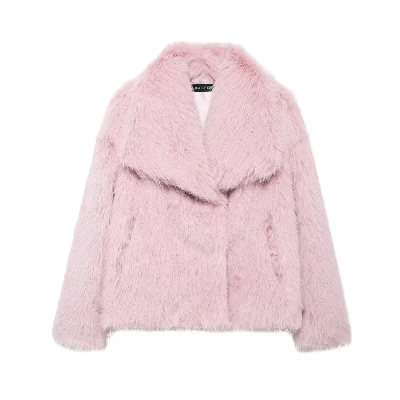 HH Women Faux Fur Coat – Warm Fluffy Jacket
