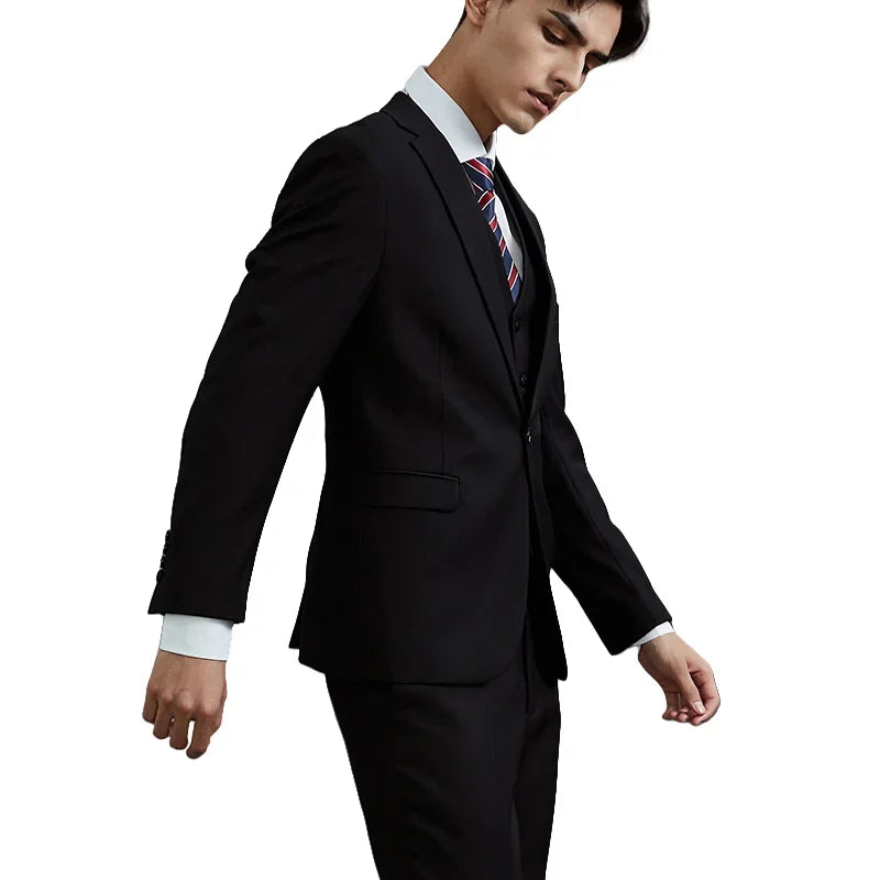 Men's Slim-Fit Business Wedding Suit 3-Piece Gentleman Fashion Set