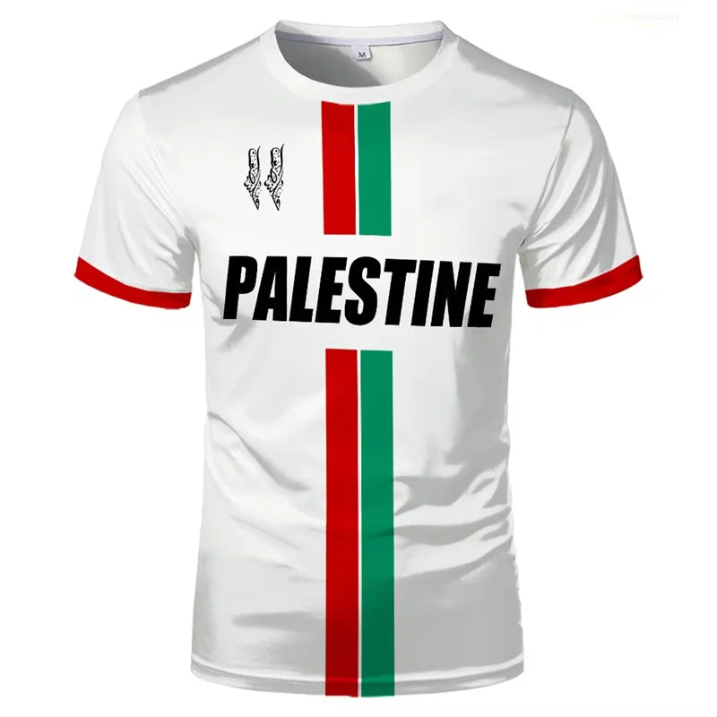 Palestine Flag Football T-Shirt Men’s Casual Summer Top