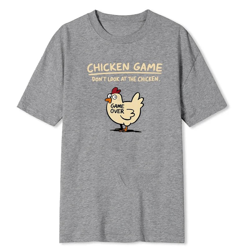 Men's Chicken Game Print T-Shirt – Casual Round Neck Short Sleeve Top