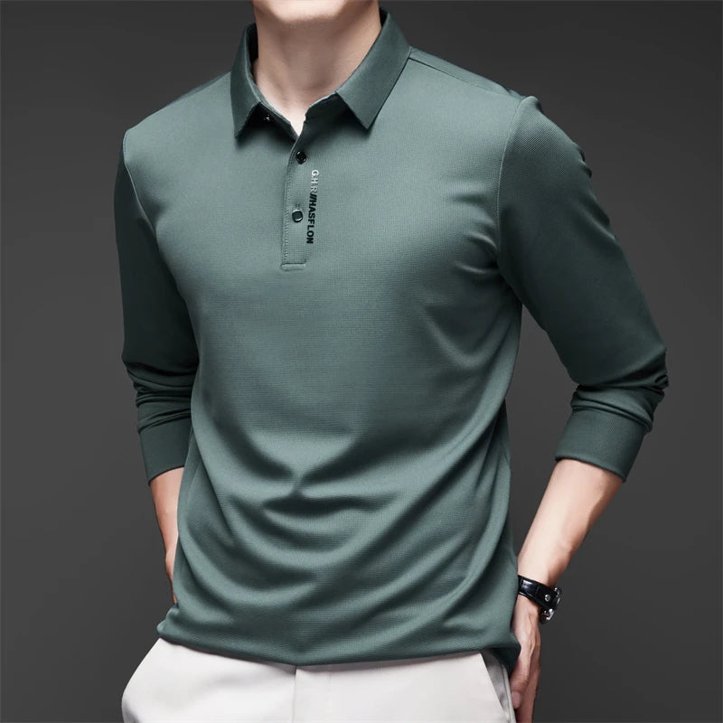 Men's Long Sleeve Polo Shirt Comfortable Fashionable Versatile