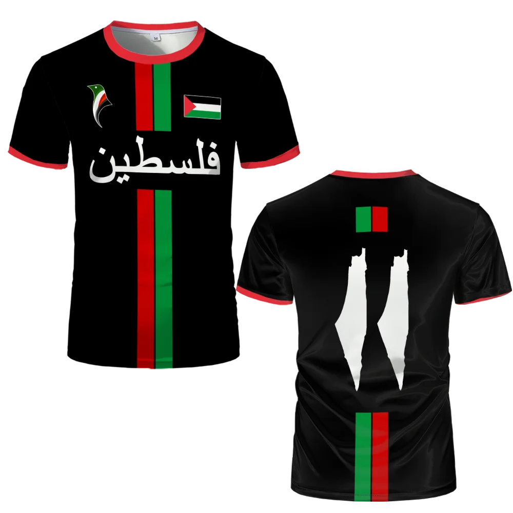 Palestine Flag Football T-Shirt Men’s Casual Summer Top