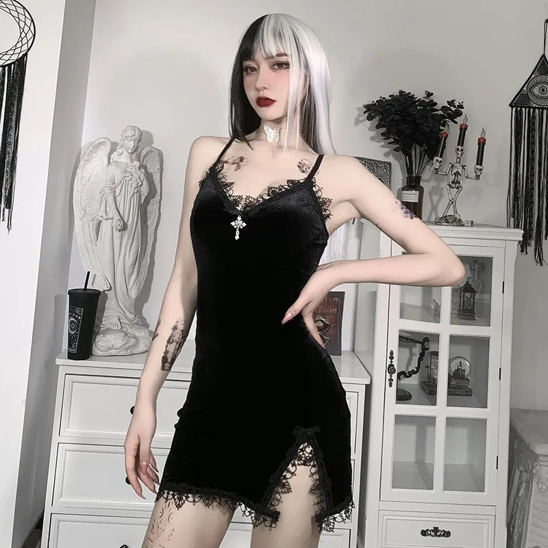 Sexy Black Goth Mini Dress