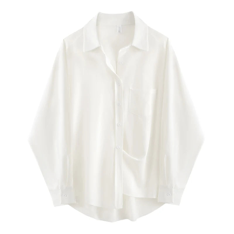 Zadily Women's White Oversize Shirt Long Sleeve Chic