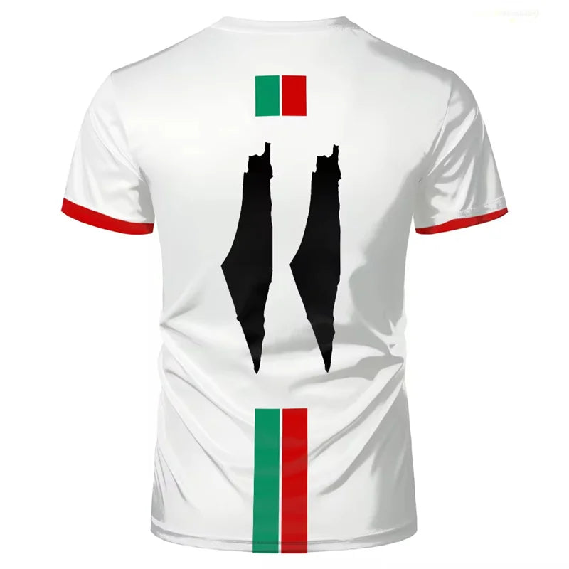 Palestine Flag Football T-Shirt Men’s Casual Summer Top