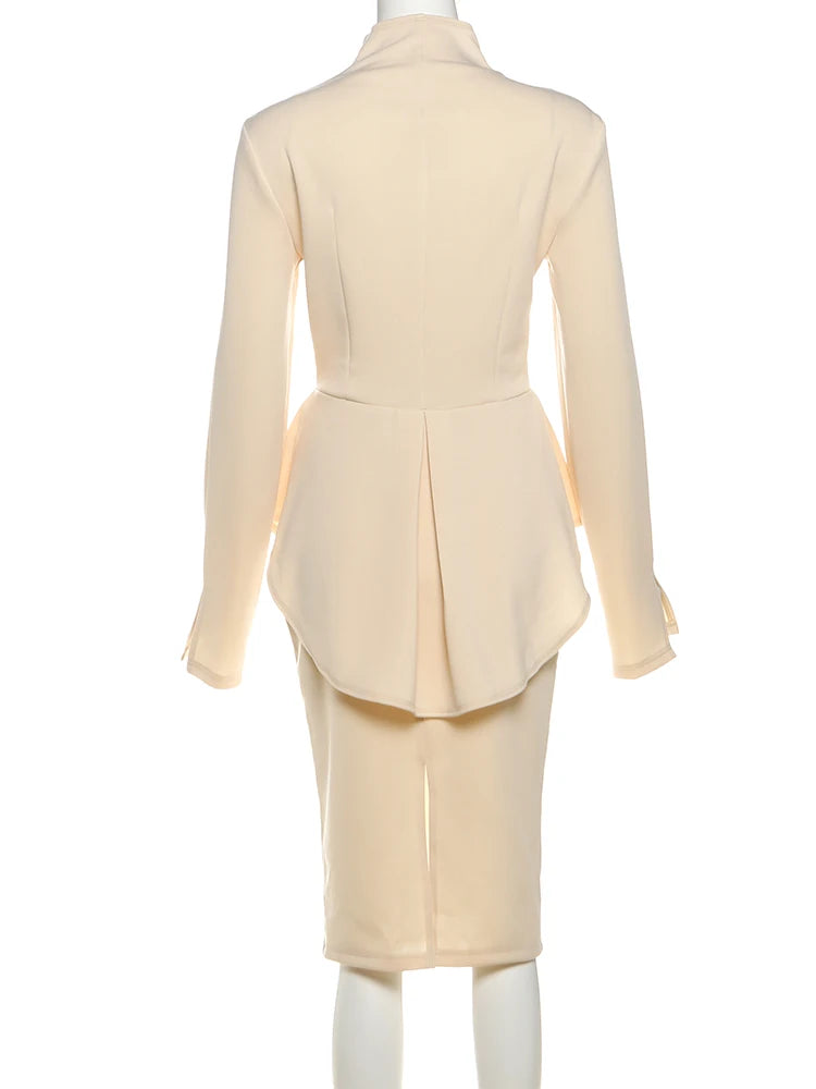 Weird Puss Women's 2-Piece Ruffled Jacket & Skirt