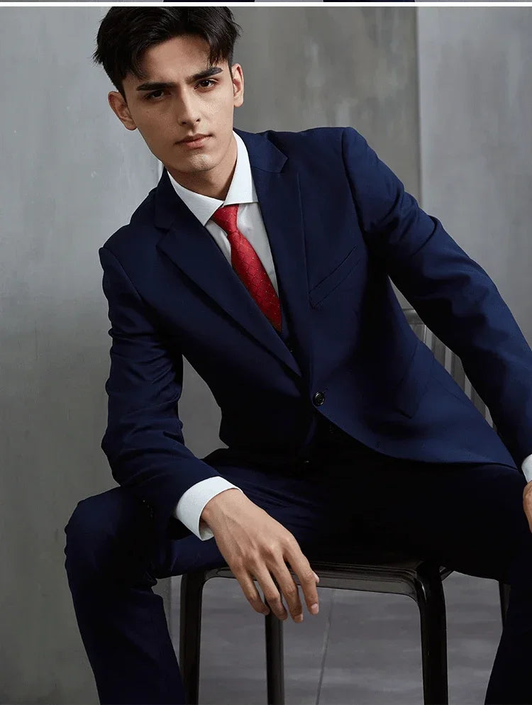 Men's Slim-Fit Business Wedding Suit 3-Piece Gentleman Fashion Set
