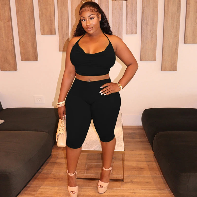 CUTENOVA Women Crop Top & Capri Set – Streetwear