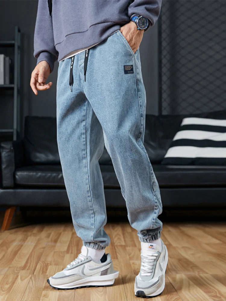 Big size men’s stretch jogger jeans with cargo style