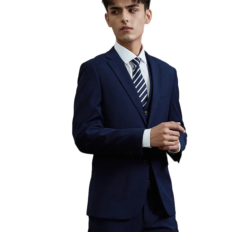 Men's Slim-Fit Business Wedding Suit 3-Piece Gentleman Fashion Set