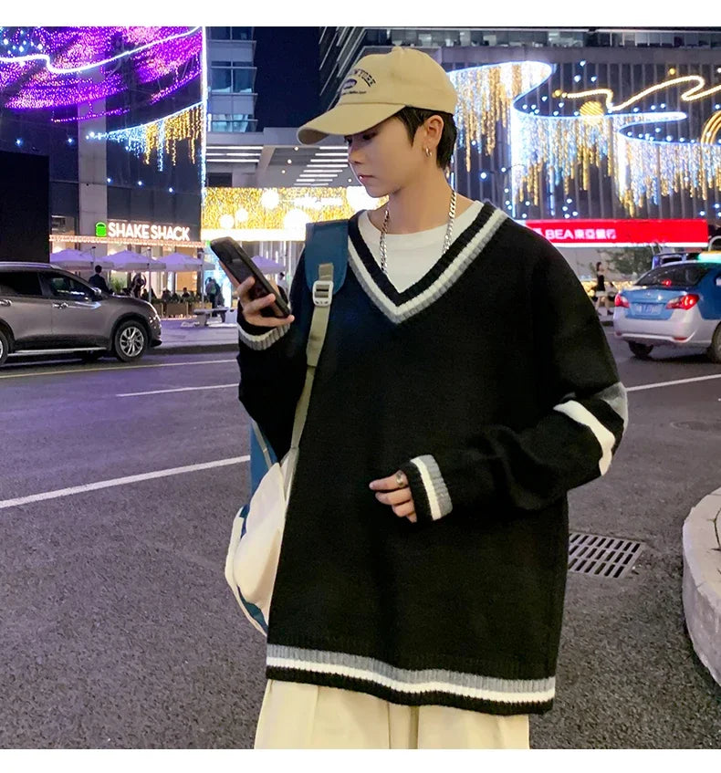 Men's, Korean V-neck Sweater Casual Autumn Winter Comfortable