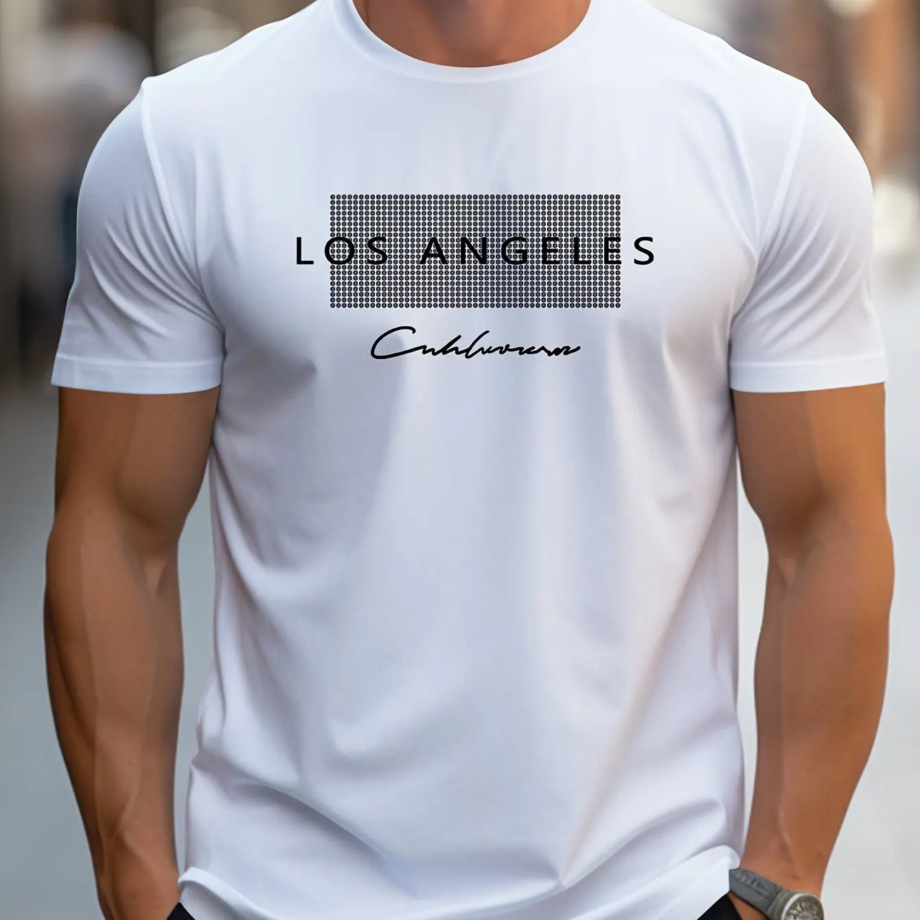Men's Cotton LA Graphic T-Shirt – Summer Casual