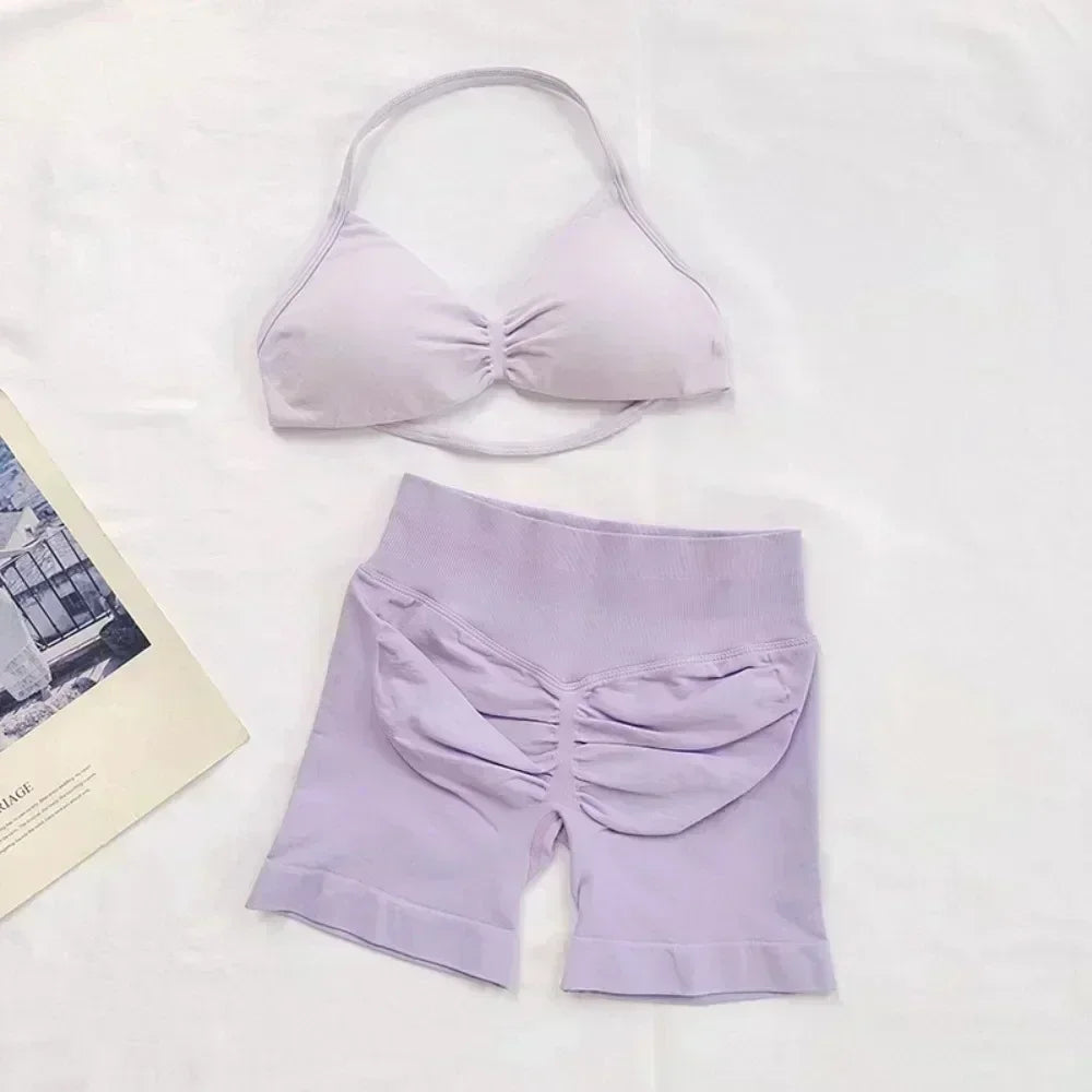 2PCS Women's Yoga Set – Bra & High Waist Shorts