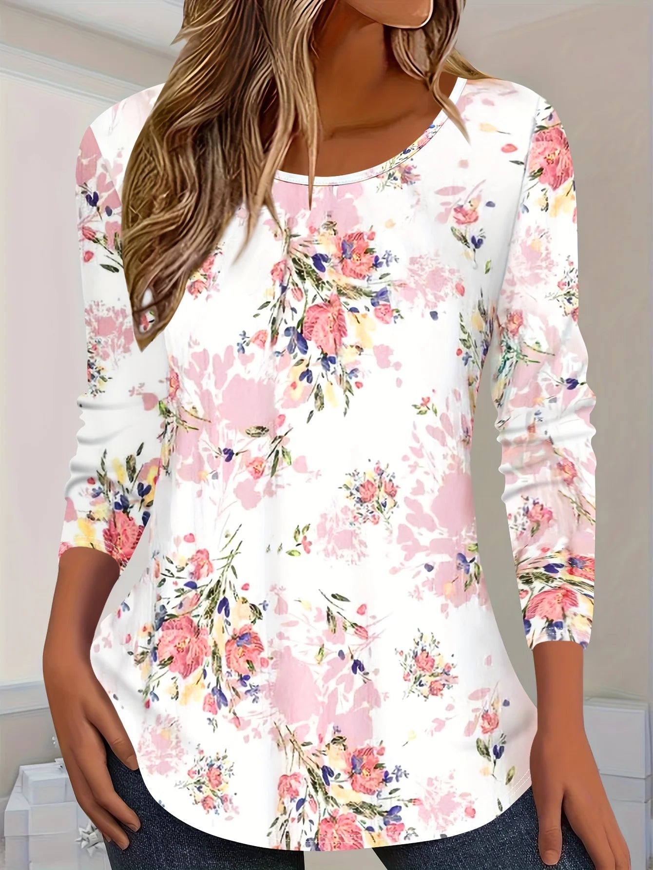 Vintage 3D Floral O-Neck Long Sleeve T-Shirt Women Y2K Harajuku