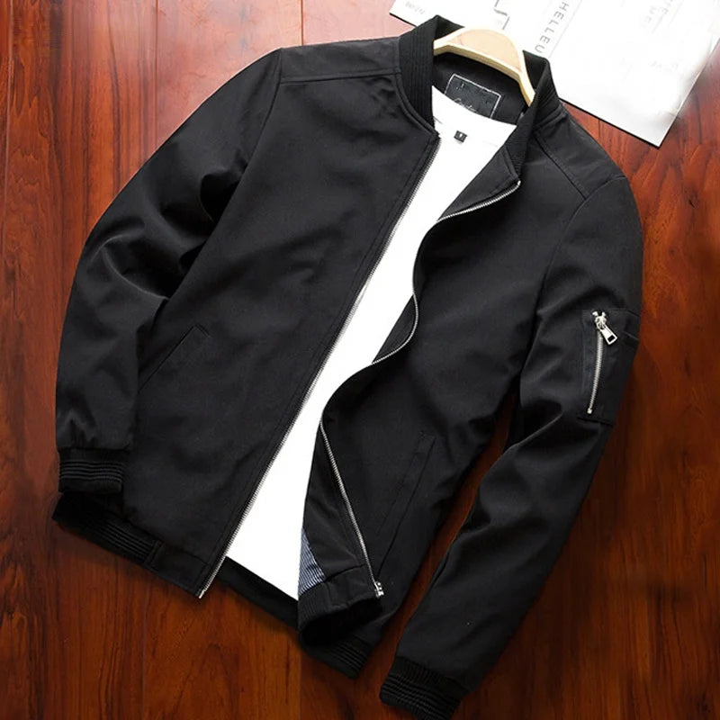 Men's Slim Bomber Jacket Windbreaker Zipper Baseball Coat