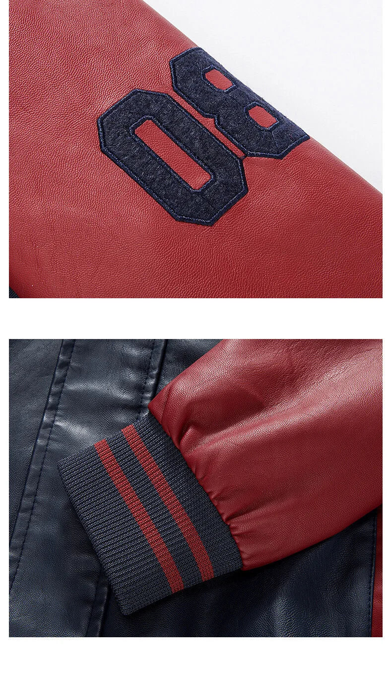 Men's PU Leather Motorcycle Jacket – Casual Pilot, Color Block