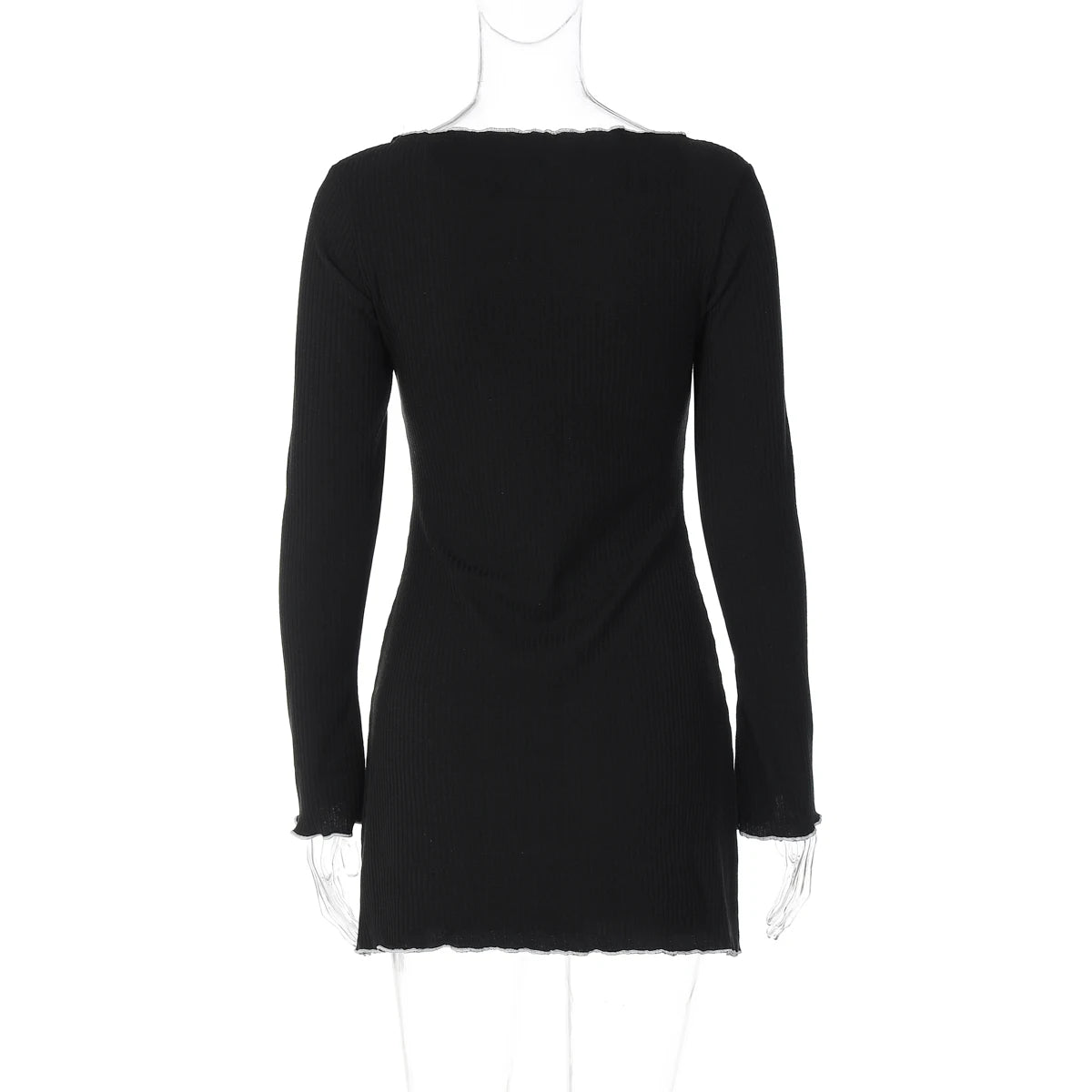 Dulzura Women’s Autumn Mini Dress – O-Neck, Long Sleeve, Ruffle Patchwork