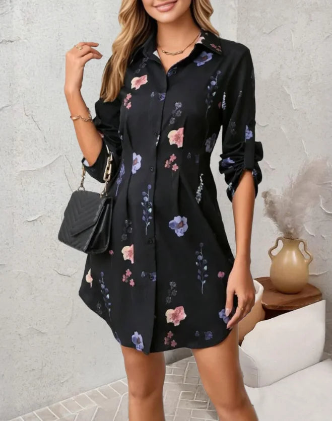 Elegant floral long sleeve blouse women office fashion