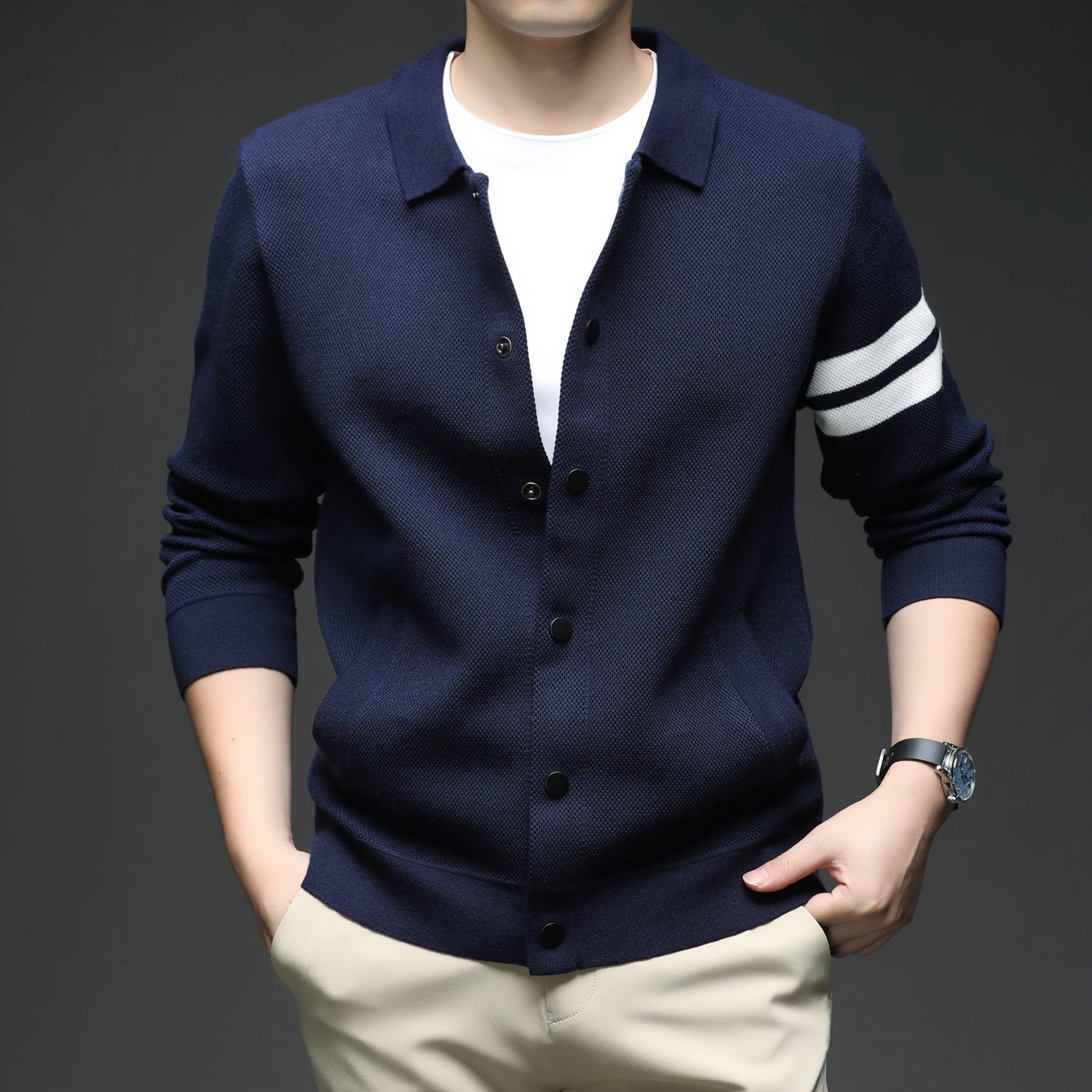 Men's sweater knitted cardigan autumn winter fashion versatile jacket casual