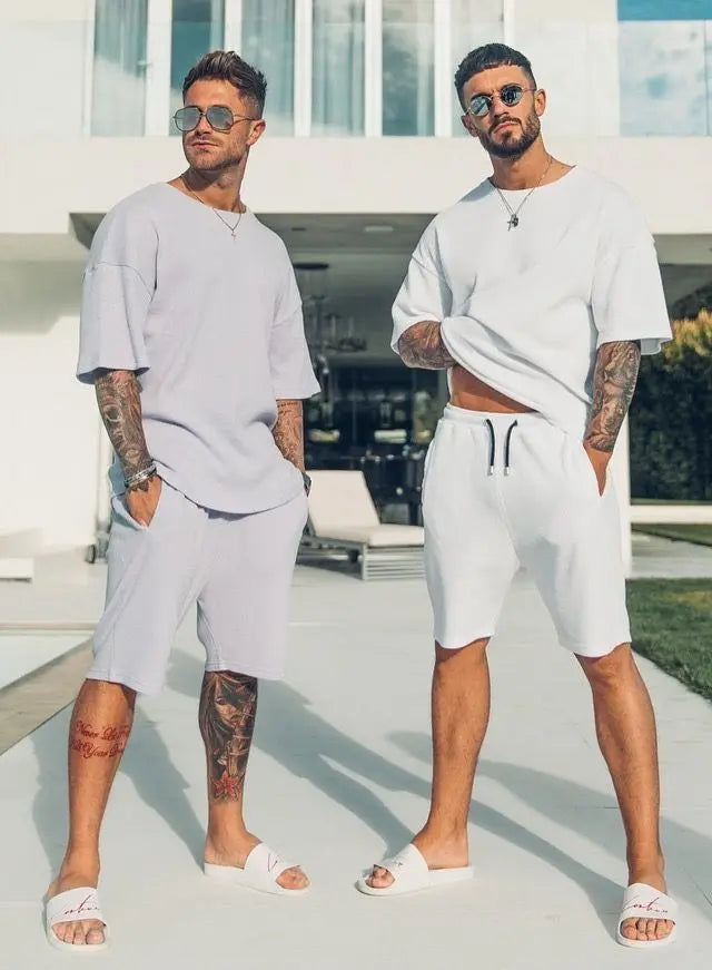 Harajuku Fun Bear Men's Summer Two-Piece Set