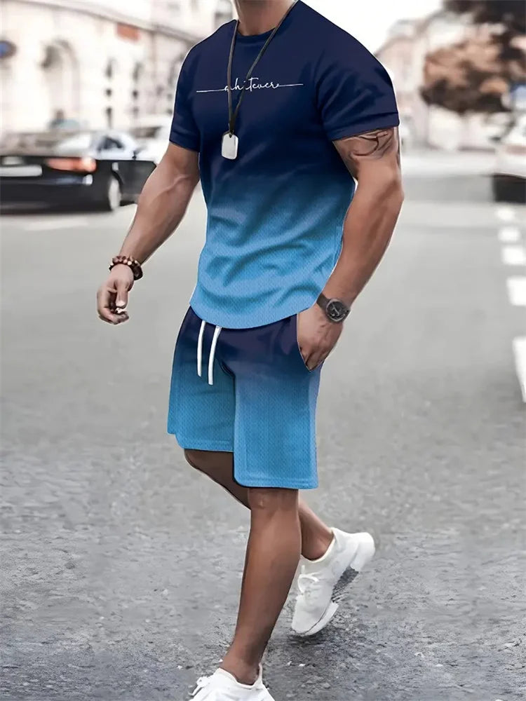 Men's Summer 2-Piece 3D T-Shirt & Shorts Set