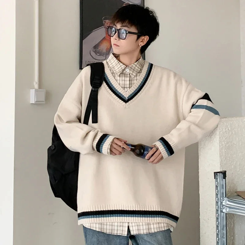 Men's, Korean V-neck Sweater Casual Autumn Winter Comfortable