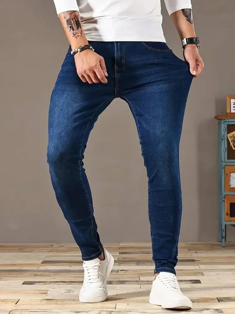 Men's Skinny Stretch Jeans – Black & Blue Street Style