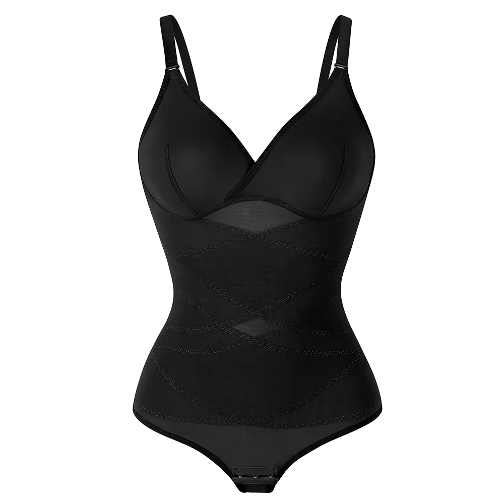 Sexy Cross Waist Bodysuit – Mesh, Breathable, Tummy Control