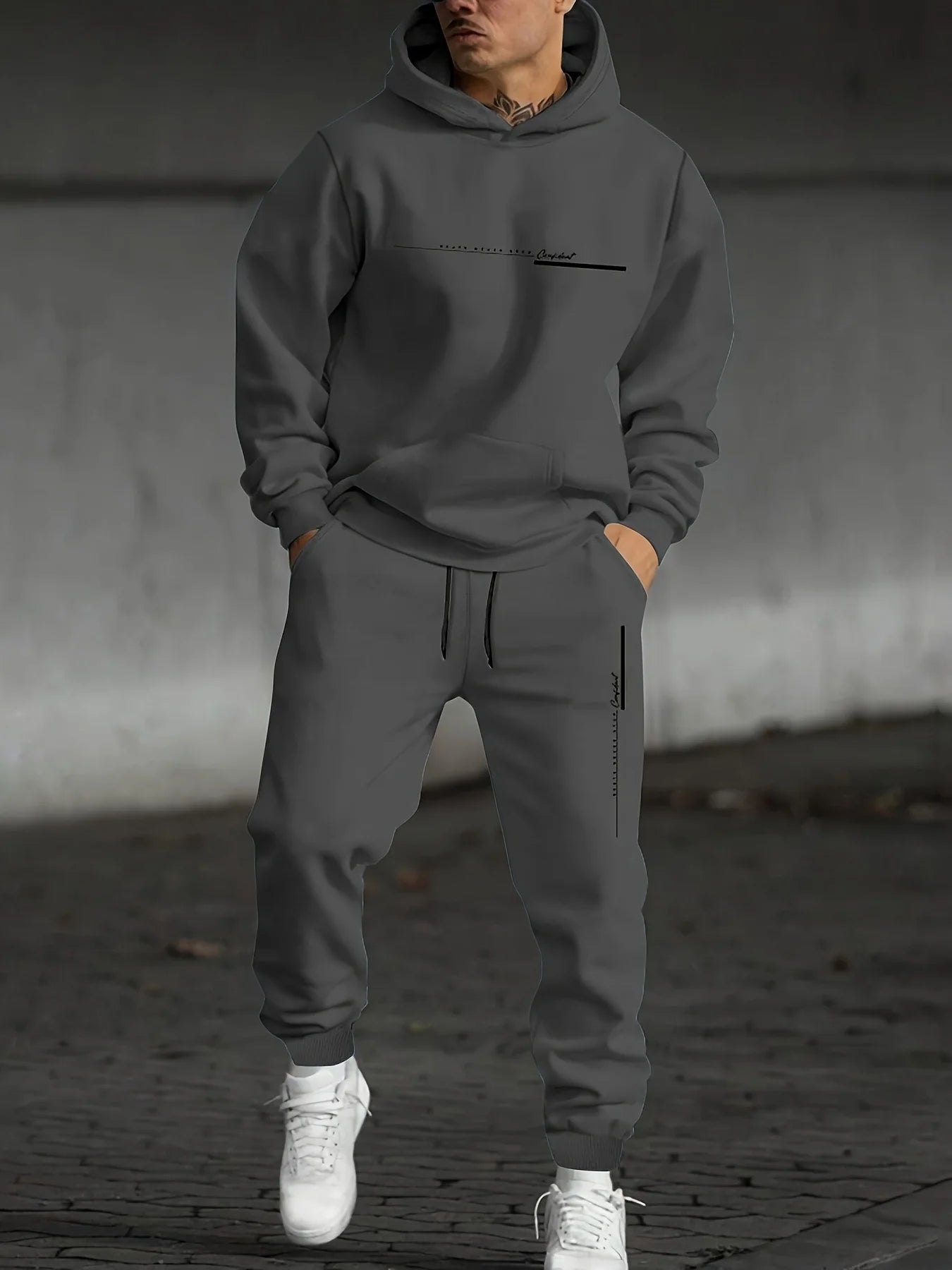 Men’s Printed Fall Tracksuit Hoodie & Jogger Outfit