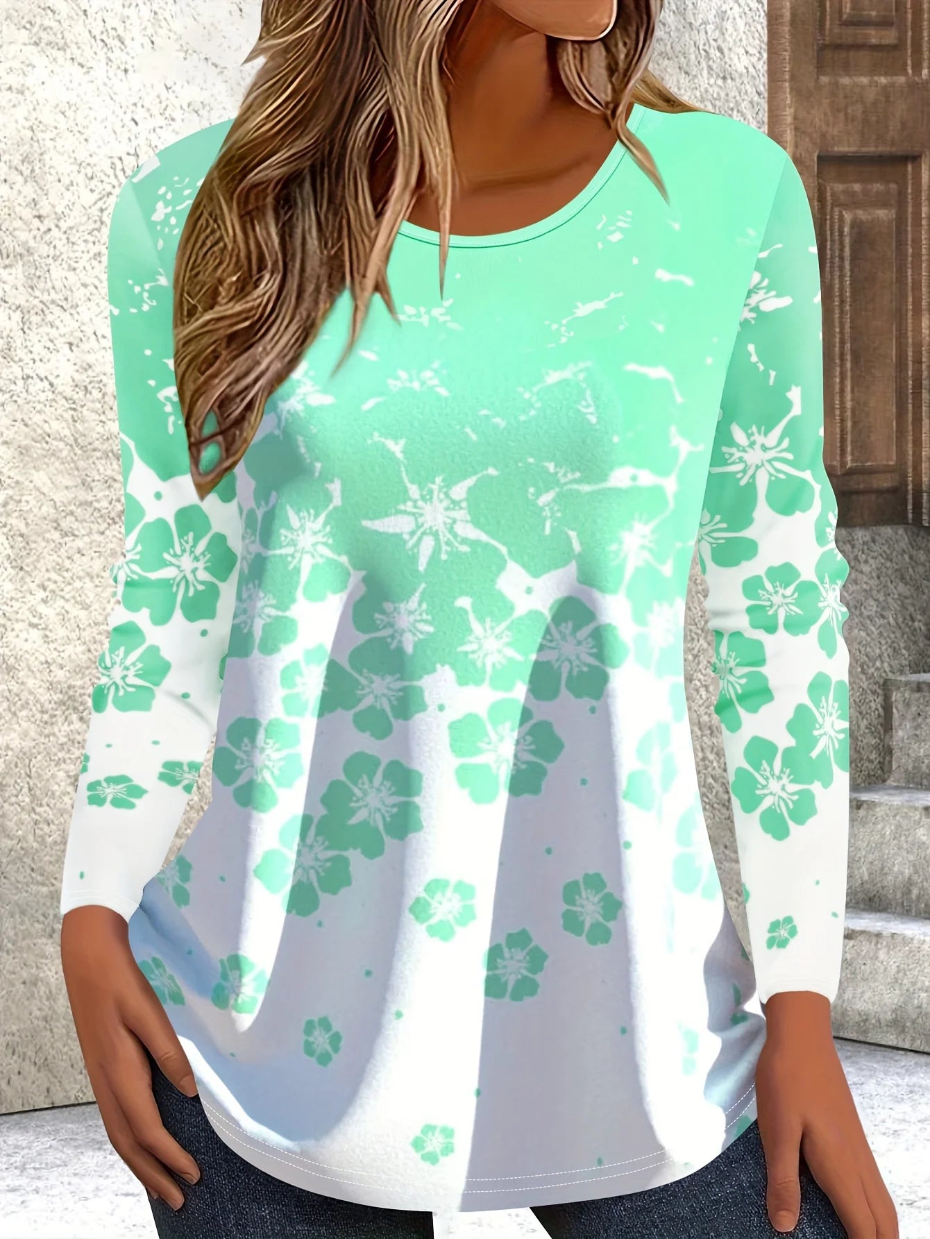 Vintage 3D Floral O-Neck Long Sleeve T-Shirt Women Y2K Harajuku