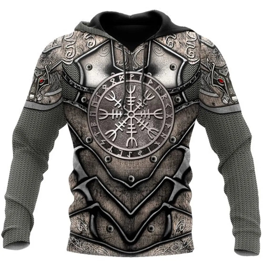 Men's 3D Wolf & Dragon Tattoo Hoodie  Retro Vintage Unisex Sweatshirt