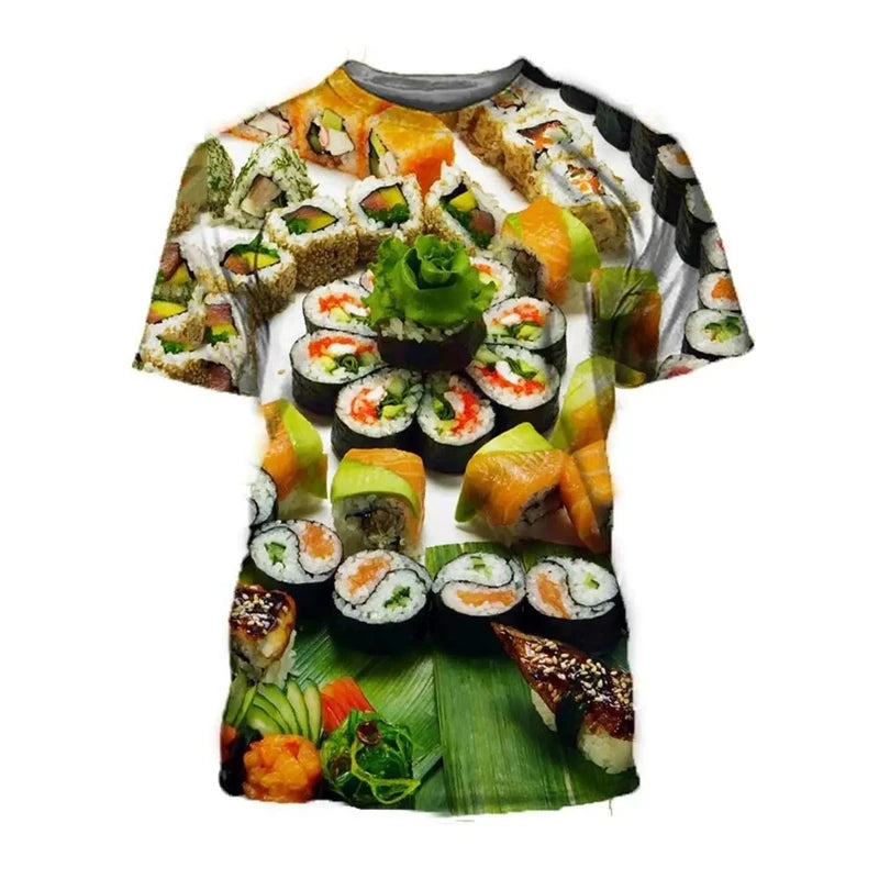3D Sushi Print Men's T-Shirt – Street Fashion Summer Tee