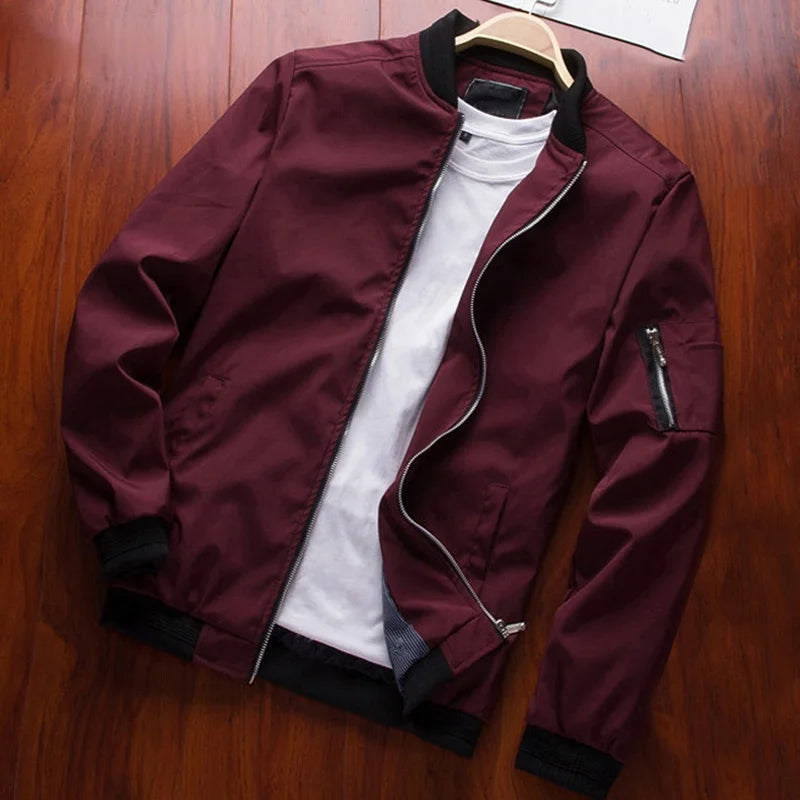 Men's Slim Bomber Jacket Windbreaker Zipper Baseball Coat